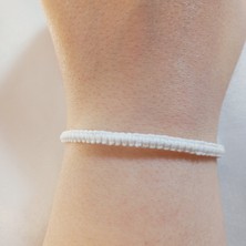 Crystal Atelier Beyaz Makrome Bileklik - Sörfçü Bileklik - Unisex El Yapımı Makrome Asansörlü Ayarlanabilir Hediyelik - Ip Bileklik - Makrome Bileklik - Örgü Bileklik - Beyaz Bileklik