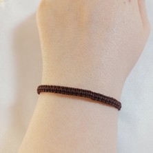 Crystal Atelier Koyu Kahverengi Makrome Bileklik - Sörfçü Bileklik - Unisex El Yapımı Makrome Asansörlü Ayarlanabilir Hediye - Ip Bileklik - Makrome Bileklik - Örgü Bileklik - Koyu Kahverengi Bileklik