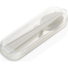Qlux Plastik Kaşık Çatal Bıçak Seti Kutulu Set Okul Kamp Piknik Sürekli Kullanım Çatal Kaşık Bıçak Seti