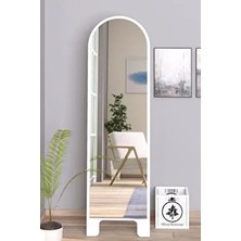 Olcay Aksesuar Beyaz 120X43 cm Ayaklı Tek Kubbeli Salon Antre Çocuk Odası Banyo Wc Yatak Odası Boy Aynası