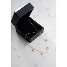 925 Ayar Gümüş Işıklı Kutuda Rose Kaplama Zirkon Taşlı Şans Kelebek Kolye