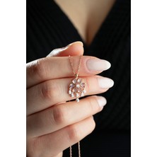 925 Ayar Gümüş Rose Kaplama Zultanite Taşlı Sallantılı Lotus Çiçeği