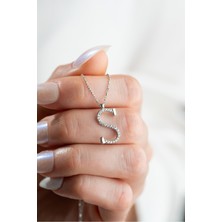 925 Ayar Gümüş Rodyum Kaplama S Harfi Kadın Kolye