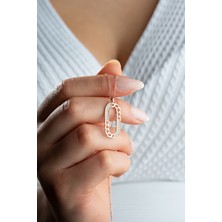 925 Ayar Gümüş Rose Kaplama Burma Taşlı Yuvarlak Kolye