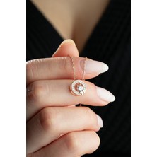 925 Ayar Gümüş Yuvarlak Model Sallantılı Tek Taş Kolye