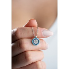 Essare 925 Ayar Gümüş Nazar Model Kolye Rodyum Kaplama Zirkon Taşlarla Şık Tasarım