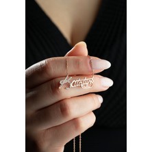 925 Ayar Gümüş Rose Kaplama Atatürk Imza Kolye