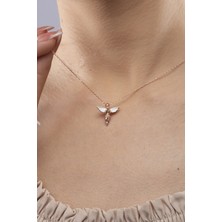 925 Ayar Gümüş Beyaz Kanatlı Melek Model Kadın Kolye