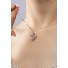 925 Ayar Gümüş Rüzgar Gülü Dönerli Model Kadın Kolye