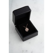 925 Ayar Işıklı Kutuda Gümüş Zultanite Taşlı Dört Yapraklı Şans Yonca Kolye