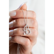 925 Ayar Gümüş Rodyum Kaplama B Harfi Kadın Kolye