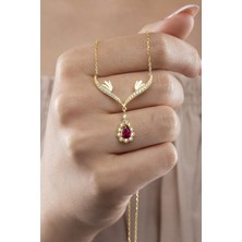 Essare 925 Ayar Gümüş Zümrüt Taşlı Gold Damla Model Kadın Kolye Zarif ve Modern Tasarım
