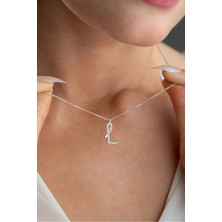 925 Ayar Gümüş Rodyum Kaplama L Harfi Kadın Kolye