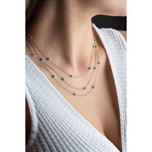 925 Ayar Gümüş Rodyum Kaplama Üçlü Nazar Model Şans Kolye