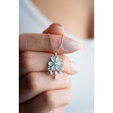 925 Ayar Gümüş Sallantılı Model Çiçek Kolye