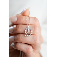 925 Ayar Gümüş Rodyum Kaplama D Harfi Kadın Kolye