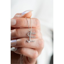 925 Ayar Gümüş Rodyum Kaplama E Harfi Kadın Kolye