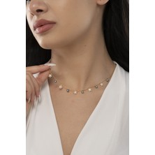 925 Ayar Gümüş Yıldız Nazar Model Kadın Kolye