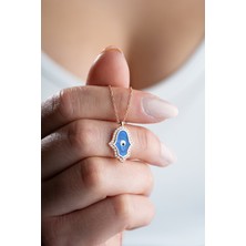 925 Ayar Gümüş Fatma Ana Eli Mineli Kadın Gümüş Kolye