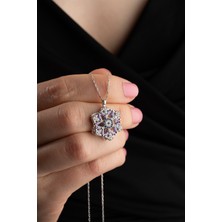 925 Ayar Gümüş Kar Tanesi Nazar Detaylı Dönen Kadın Kolye