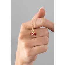 925 Ayar Kadın Mineli Uğur Böceği Gümüş Kolye