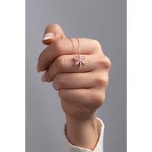 925 Ayar Gümüş Pembe Taşlı Yusufçuk Kadın Kolye