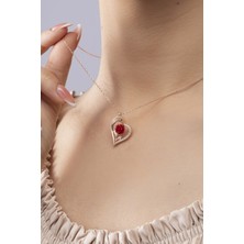 925 Ayar Gümüş Kalpteki Gül Kadın Kolye