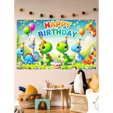 Dinazor Temalı Özel Doğum Günü Afişi Arkafonu 60X100 Vinil Branda Pankart Doğum Günü Parti Seti Süsü