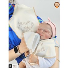 Tomuycuk 3'lü %100 Pamuklu Anne Bebek Omuz Bezi Seti / Ter Mendili / Mama Önlüğü – Çift Taraflı Nakış Detaylı