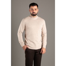 Zeki Özer Erkek Bej Basic Balıkçı Triko
