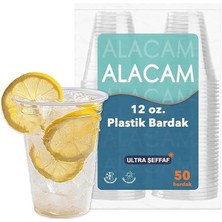 [50 Adet] Alacam Şeffat Tek Kullanımlık Plastik Bardak, Soğuk Içecek, Limonata, Meyve Suyu, Parti
