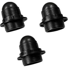 3 Adet E27 Siyah Italyan Avize Abajur Duyu | Vidalı Bakalit Ampul Duyu | Standart E27 Duy | Avize