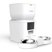 QQ025-DUAL Kameralı Akıllı Kedi Köpek Otomatik Mama Kabı, App Uzaktan Kontrol, Sesle