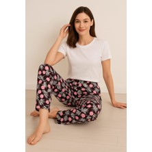 Tenra Rahat Ev Pantolonu Yaprak Desenli