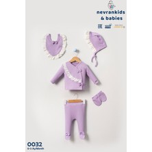 Kız Bebek Yeni Doğan Dantel Detaylı Laura Şapkalı 5'li Hastane Çıkış Seti