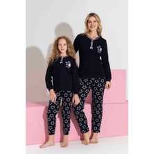 Anne-Kız Kombin Yapılabilir Uzun Kollu Interlok Aile Bağı Pijama TAKIMI-3198