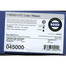 Fargo 045000 DTC1000-DTC1250E Ymcko Renkli Ribbon Tek Yüze 250 Renkli Baskı