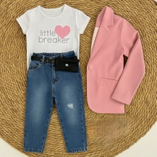 Kokoş Bebe Little Breaker Kız Çocuk Pembe Ceketli 4’lü Kombin - 3/12 Yaş