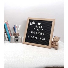 AyrStore Ahşap Yazı Panosu ve Beyaz Harf Seti 1 Adet Renkli Ölçülerle Dekoratif Kullanım İçin