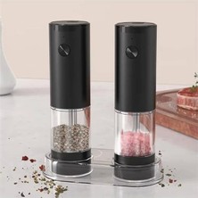 Pilli LED Işıklı Tuz Karabiber Değirmeni Otomatik Baharat Öğütücü Seti