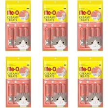 Me-O Somonlu Kedi Ödül Maması Creamy Treats 15 gr x 4 (6 Adet) Yetişkinler İçin Lezzetli