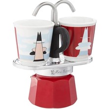 - Set Mini Express: Ocak Üstü Espresso Pişirici + 2 Cups - Magrite Serisi