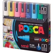 Uni-Ball Posca 1.8-2.5 Su Bazlı poster Markörü Anarenk 8 Li PC-5M/8C