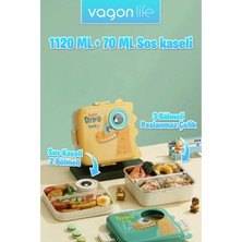 Vagonlife Lunch Box 1120 ml (Sızdırmaz,karışmaz Üç Bölmeli) Sos Kaseli Yeni Nesil Sefer TASI-FFLBOX10082
