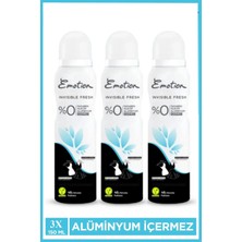 3 Adet Emotion Invisible Fresh Black & White Kadın Deodorant 150ML Vegan, Leke Bırakmaz