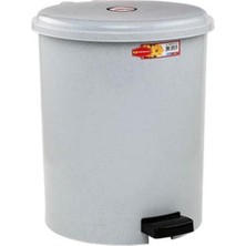 Omnipazar SY-4232 Gri Pedallı Yuvarlak Çöp Kovası Iç Kovalı 25 Litre