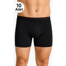 Siyah Likralı Erkek Boxer 10 Adet