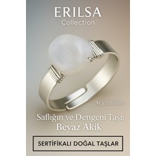Sertifikalı Doğal Beyaz Akik Taşı Yüzük – Kalın Tımbıl Kasa Gümüş Renk Ayarlanabilir