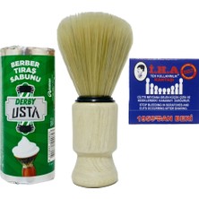 Ahşap Saplı Berber Sakal Tıraş Fırçası, Tıraş Sabunu, Kibrit Kantaşı, Tıraş Seti (TS03)