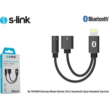 S-Link SL-TA40M Lightning Gri Metal 2in1 Bluetooth Şarj+Kulakl?